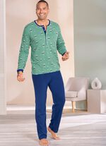 Schlafanzug mit langer Knopfleiste und offenen Abschl&uuml;ssen  