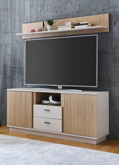 Tolles TV-Longboard mit Wandregal 