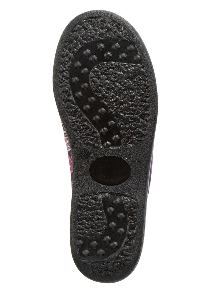 Zweierpack, gef&uuml;tterte Damen-Hausschuhe, Weite H, mit Textildruck 