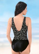 Laurina Badeanzug mit gl&auml;nzendem Foliendruck und Halbkorsage 