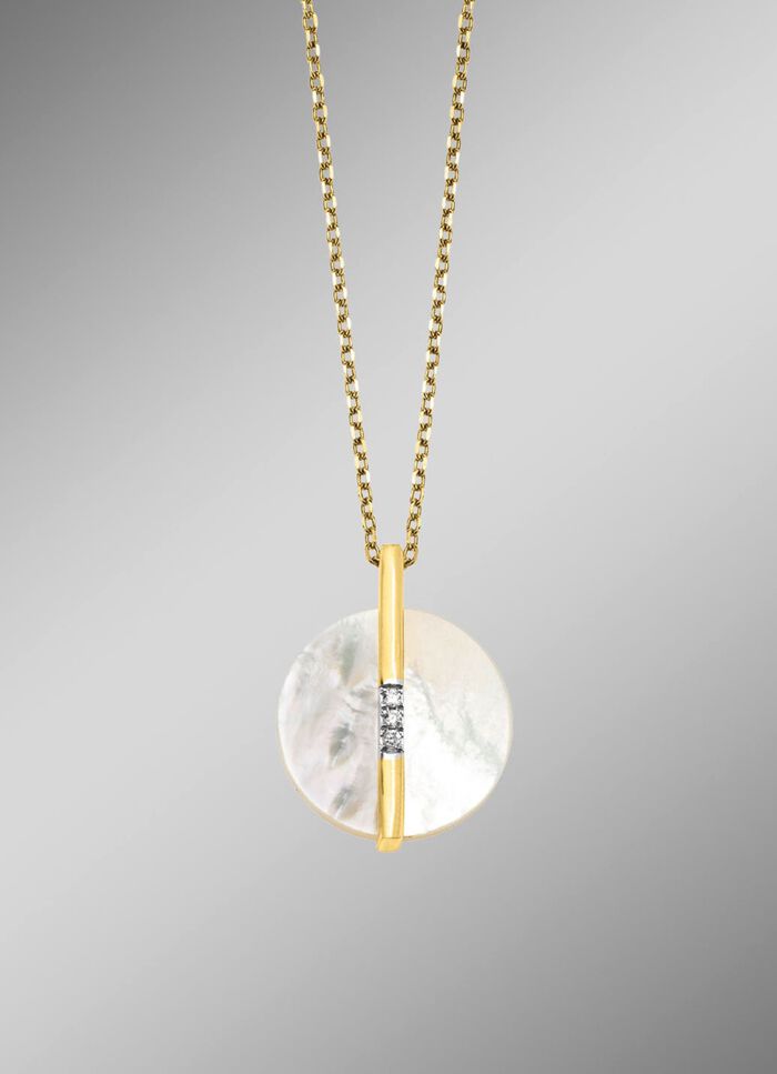 Zarte Eleganz: Anh&auml;nger mit echt Perlmutt und Ankerkette 