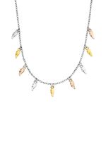 Halskette in Tricolor mit 9 Fl&uuml;gelchen 