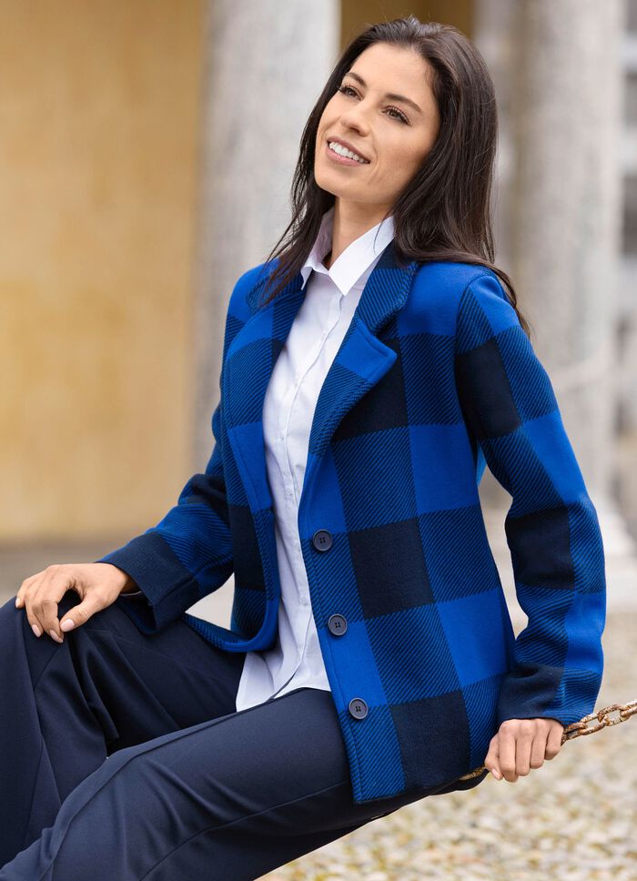 Strickblazer in grafischem Jacquardmuster 