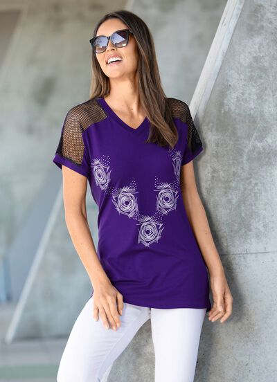 Longshirt mit Kontrast-Druck in 2 Farben 