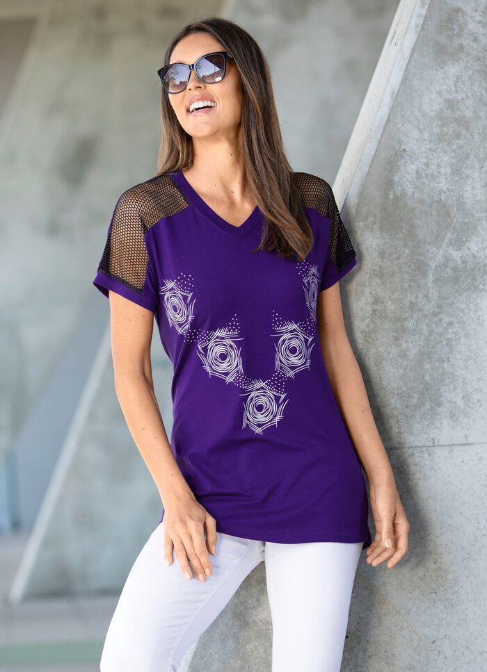 Longshirt mit Kontrast-Druck in 2 Farben 