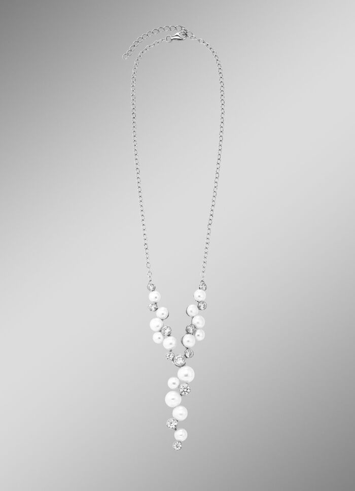 Y-Halskette mit S&uuml;&szlig;wasser-Zuchtperlen und synth. Zirkonia 