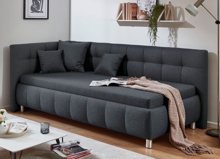 Studioliege mit Kissen und Bettkasten 