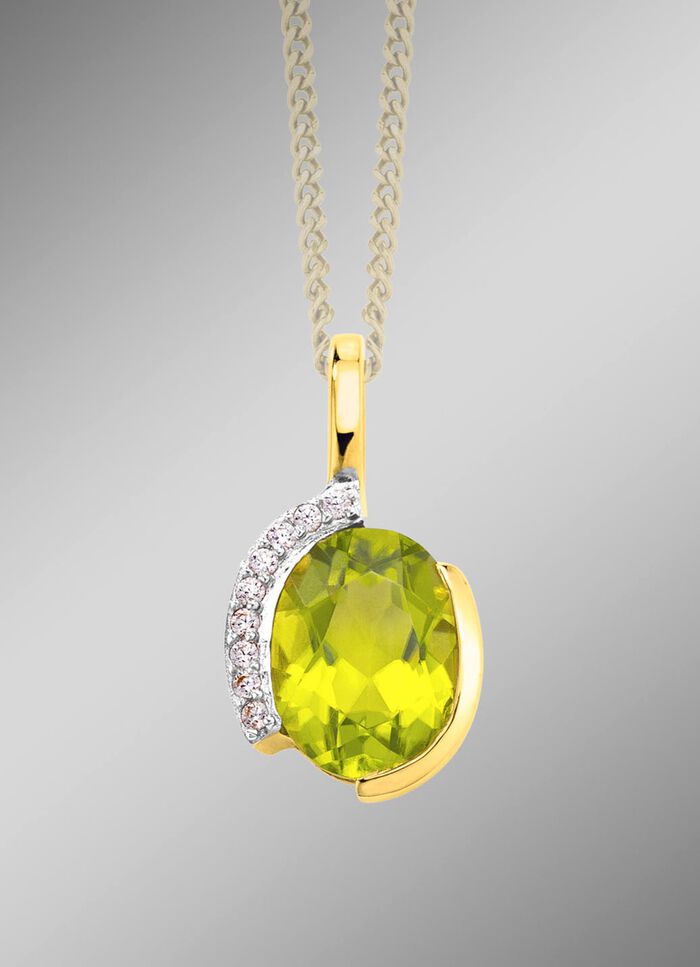 Anh&auml;nger mit echt Peridot und synth. Zirkonia 