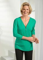 Shirt mit Rei&szlig;verschluss am V-Ausschnitt 