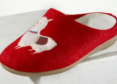 Kuschelwarme Hausschuhe mit Lama-Applikation 