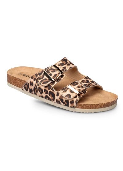 Klett-Pantolette in Leder-Optik 