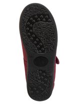 Spangenschuh aus weichem, teilweise meliertem Textilmaterial 