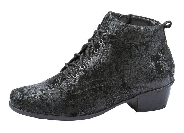 Waldl&auml;ufer Schn&uuml;r-Stiefelette mit floraler Pr&auml;gung 