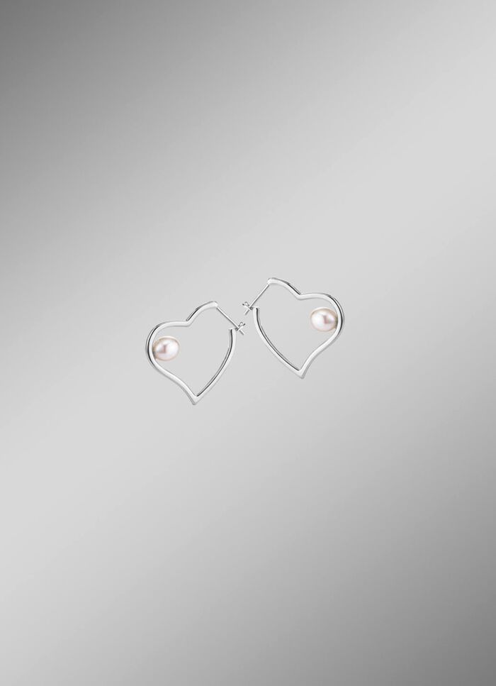 Herz-Creolen mit S&uuml;&szlig;wasser-Zuchtperlen 