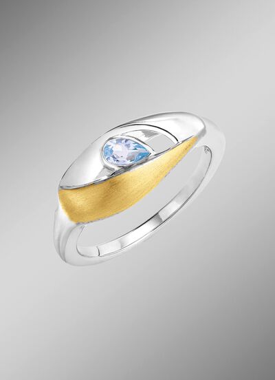 Schicker Damenring mit Blautopas 