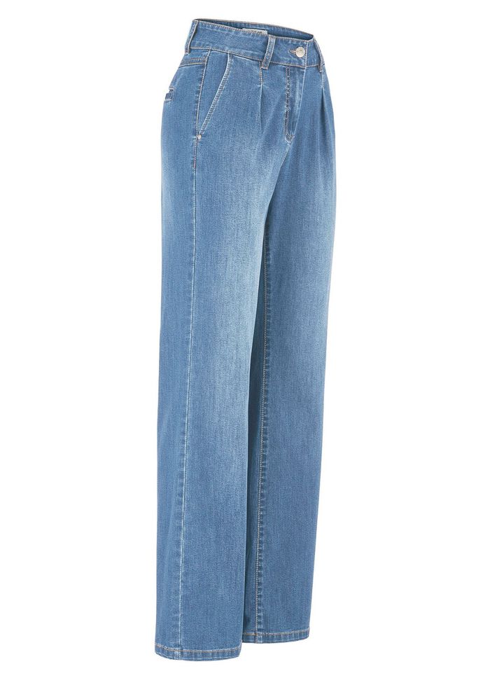 Jeans mit Bundfalten 