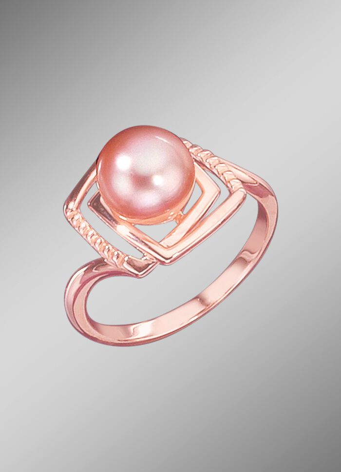 Rosevergoldeter Damenring mit S&uuml;&szlig;wasser-Zuchtperle 