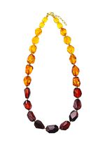 Edle Halskette mit Bernstein und H&auml;matit 