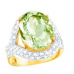 Strahlend sch&ouml;ner Damenring mit echt Amethyst und echt Wei&szlig;topas 