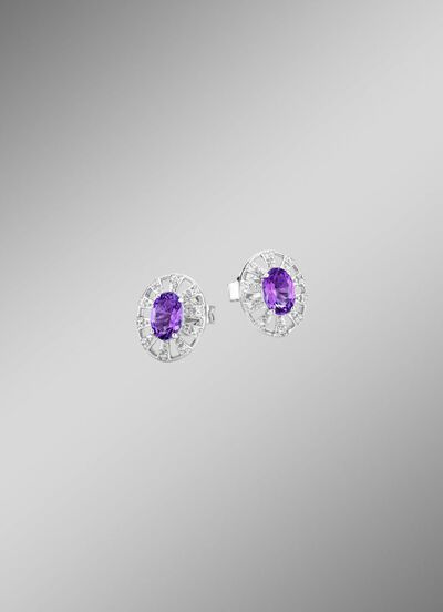 Ohrstecker mit echt Amethyst und synth. Zirkonia 