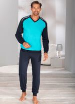 Zweierpack Schlafanz&uuml;ge mit V-Ausschnitt und B&uuml;ndchenabschl&uuml;ssen  