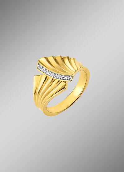 Vergoldeter Damenring mit Diamanten 