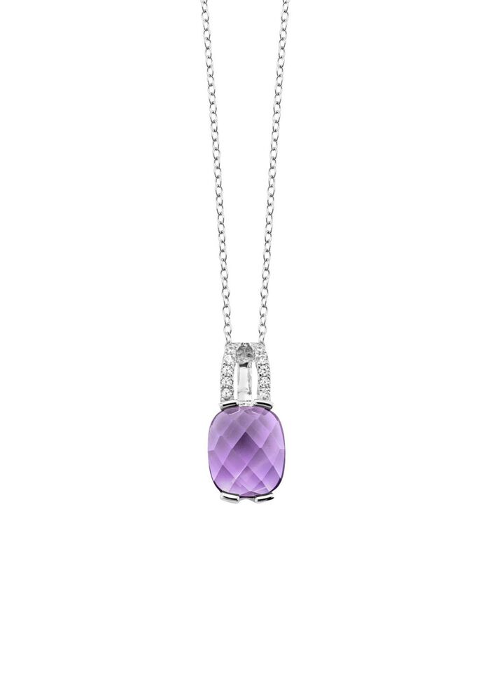 Zauberhafte Eleganz: Anh&auml;nger mit echt Amethyst und Ankerkette 