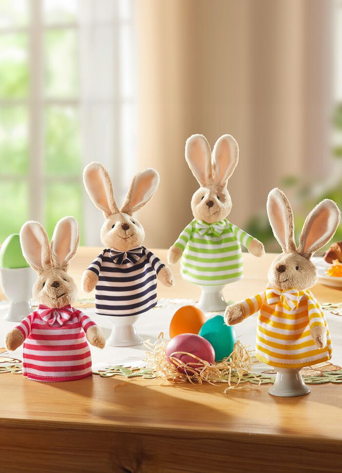 Eierw&auml;rmer. 4er-Set, aus Pl&uuml;sch und Baumwolle 