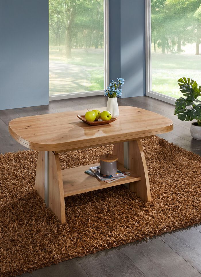 H&ouml;henverstell- und ausziehbarer Couchtisch  