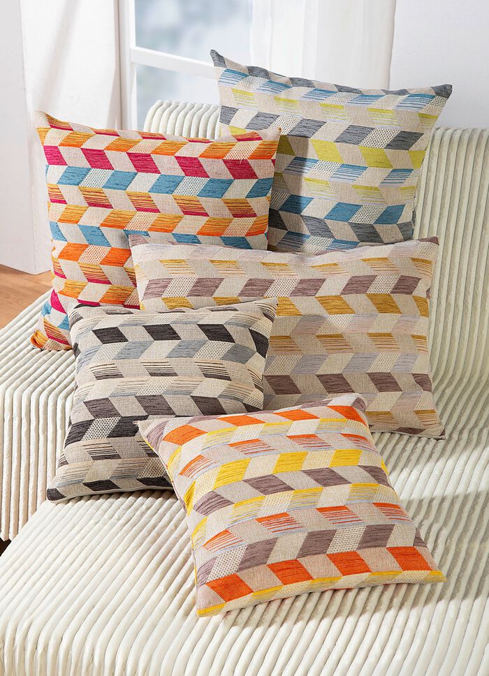 Kissenbezug mit dreidimensionalem W&uuml;rfel-Dessin 