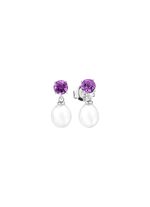 Ohrstecker mit S&uuml;&szlig;wasser-Zuchtperle und Amethyst 