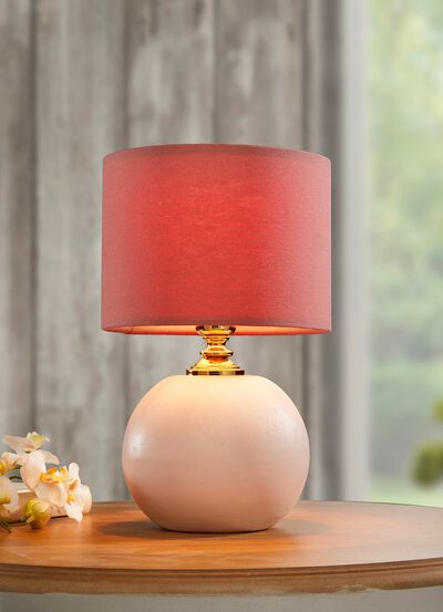 Keramik-Tischleuchte mit Textillampenschirm 