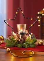 Dekorierter Metall-Teelichthalter mit LED-Beleuchtung 