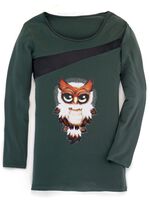 Shirt mit schwarzem Nappaleder-Imitat-Einsatz in 2 Farben 