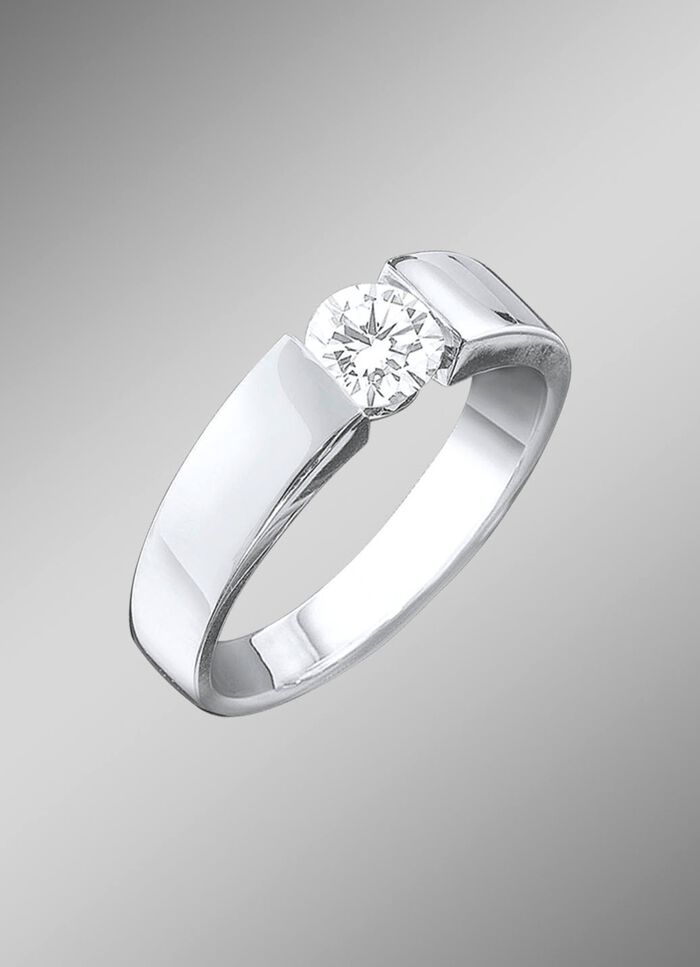Eleganter Damenring in Wei&szlig;gold mit Brillant 