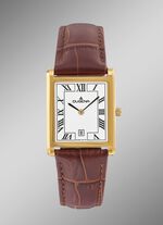 Dugena-Quartz-Herrenuhr mit Edelstahlgeh&auml;use und Lederband 