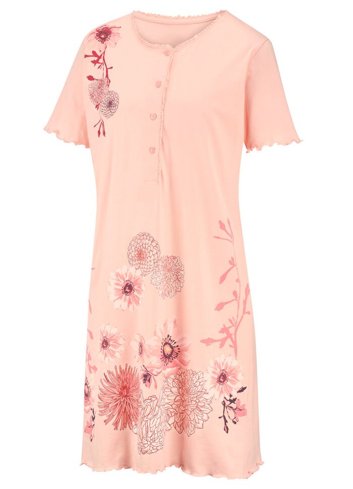 Zweierpack Nachthemden mit Knopfleiste und gebogten Abschl&uuml;ssen 