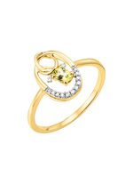 Damenring mit Brillanten und Peridot 