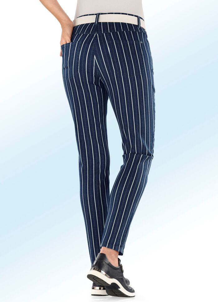 Jeans in aparter Streifendessinierung 