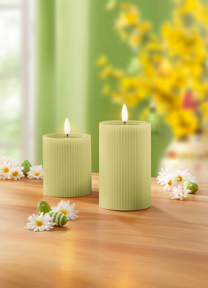 LED-Echtwachskerze, 2er-Set 