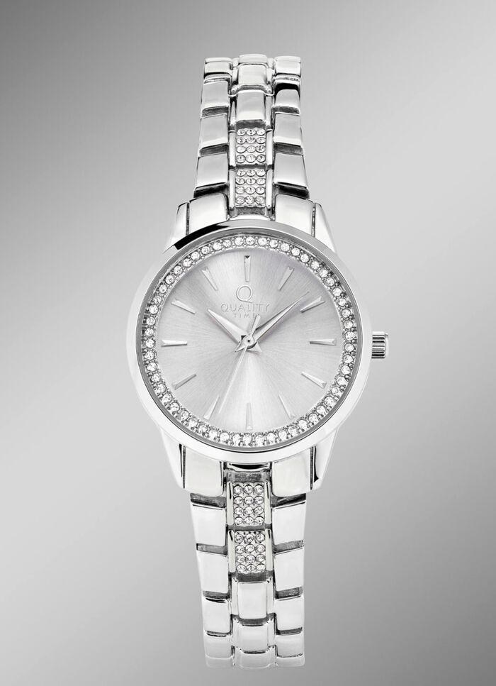 Silberfarbenes Damenuhrset 3-tlg. 