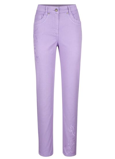 Hose mit floraler Stickerei 