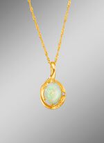 Anh&auml;nger mit Singapurkette, echt Opal und synth. Zirkonia 