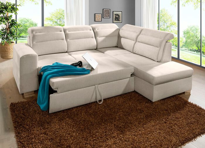 Polsterm&ouml;bel mit Bettfunktion und Bettkasten 