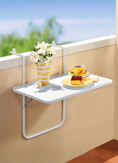 Balkon-H&auml;ngetisch mit Stahlrohrgestell 
