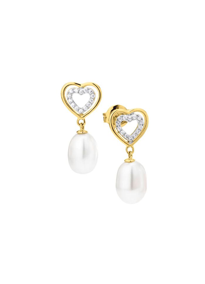 Ohrstecker mit S&uuml;&szlig;wasser-Zuchtperlen und synth. Zirkonia 