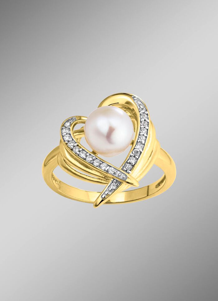 Vergoldeter Damenring mit S&uuml;&szlig;wasser-Zuchtperle 