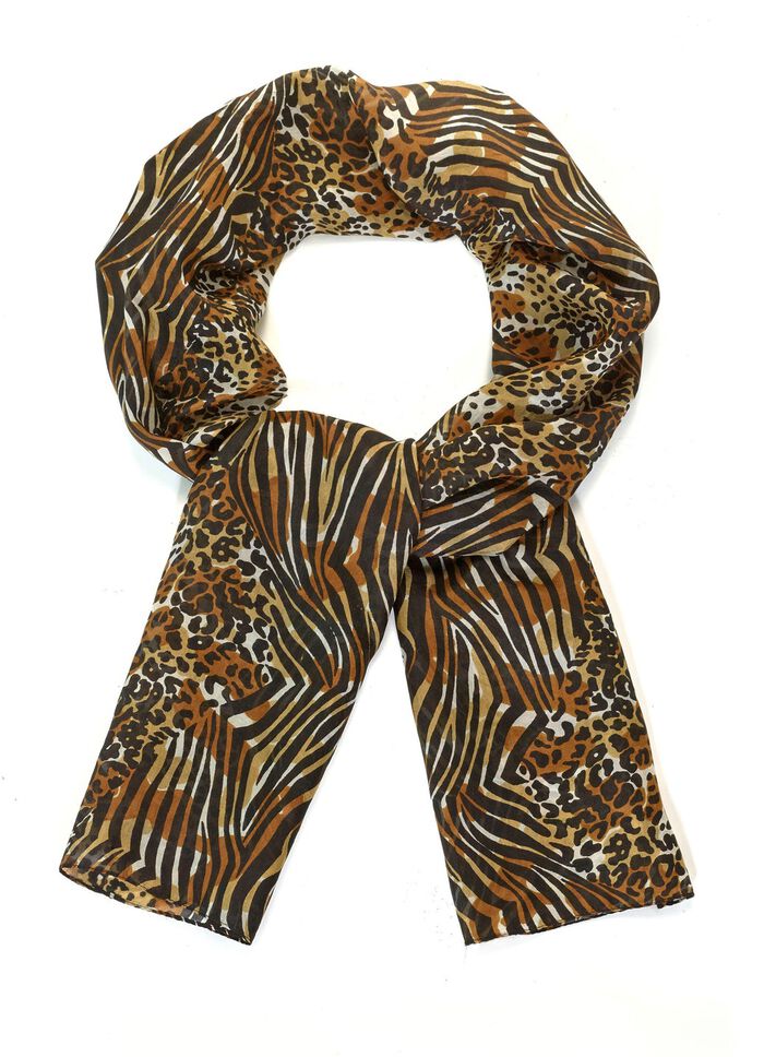 Schal mit Raubtierfell- und Zebradessin 