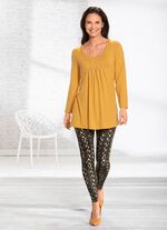 Longshirt mit Pl&auml;ttchenzier in 2 Farben 