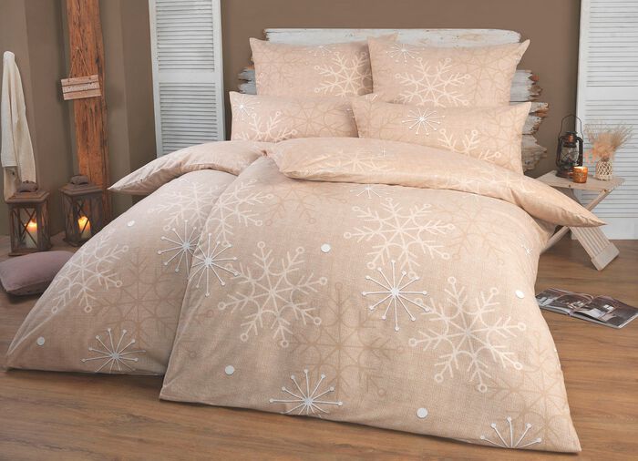 Florella Bettw&auml;sche-Garnitur mit Schneeflocken und Eiskristallen 